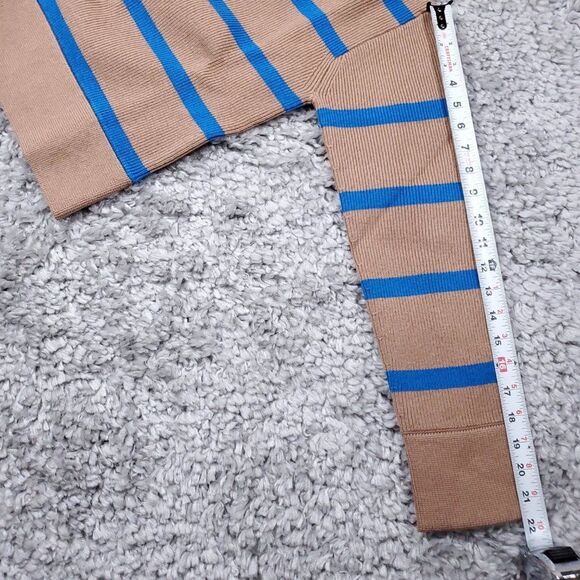 Everlane Lace Up Smock Sweater Knit Chestnut Brown Blue Striped Size XXS Wool - Picture 7 of 10